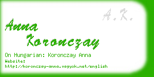 anna koronczay business card